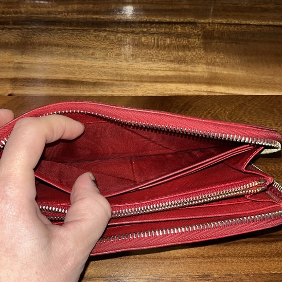 PRADA Red Saffiano Zip Around Wallet - Picture 9 of 12